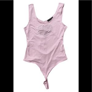 Social Scene Heart Bodysuit top  Pink/Violet Sz XL